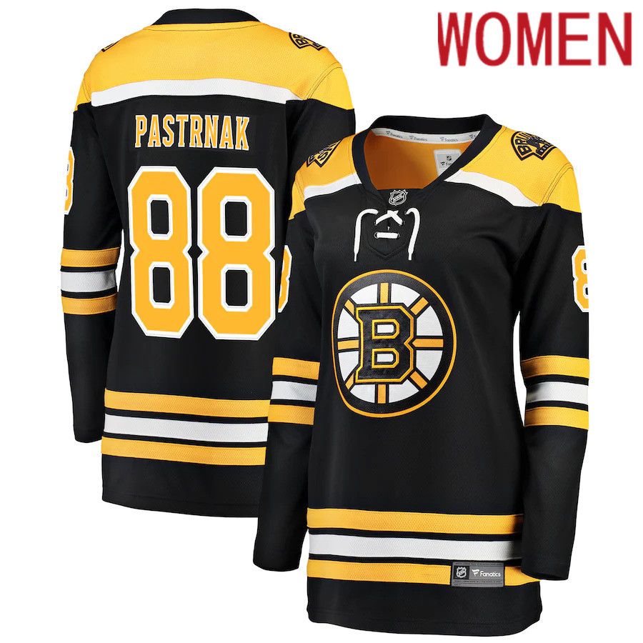 Women Boston Bruins #88 David Pastrnak Fanatics Branded Black Home Premier Breakaway Player NHL Jersey